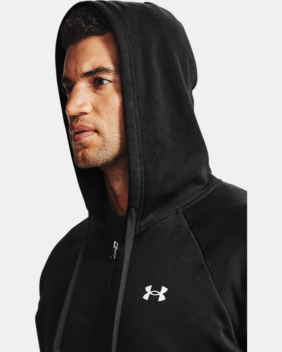 Men's UA Rival Cotton Full Zip Hoodie in Black image number 3
